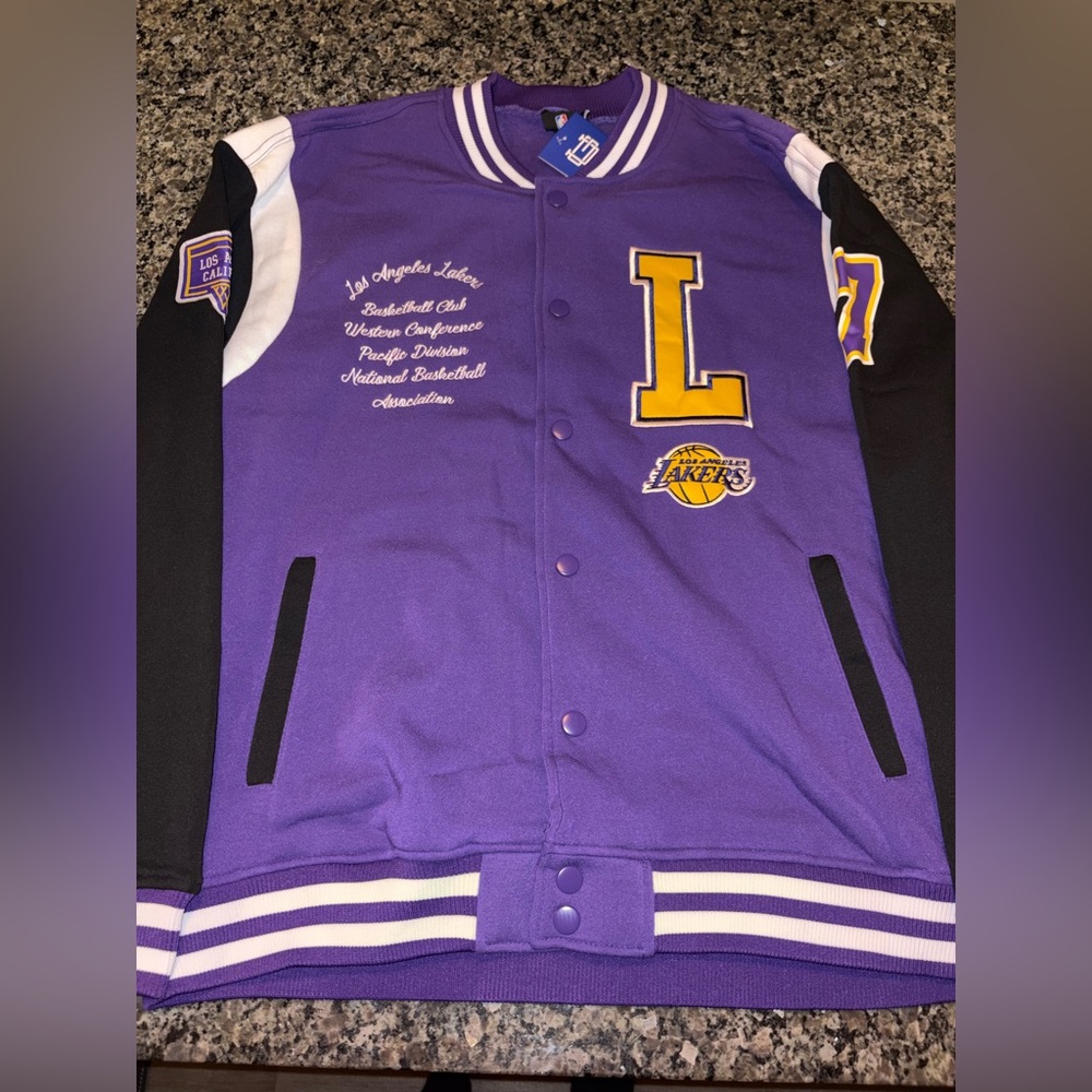 Los Angeles Lakers NBA Ultra Game Embroidered Purple Varsity Jacket Mens Large